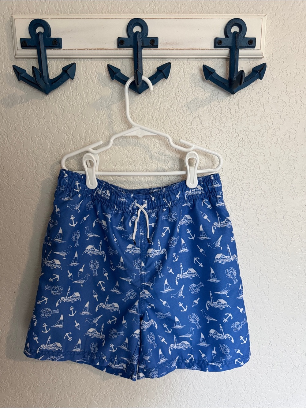 Janie and Jack blue Nautical Print Swim Shorts